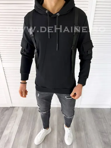 Hanorac barbati slim fit negru cu bretele 2649 P19-2.2